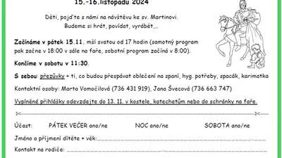 Návštěva u svatého Martina - program pro děti na faře